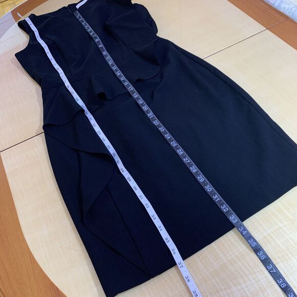 Calvin Klein Dress Black 8 Medium Ruffle Bodycon Formal Classic Zipper Career - Picture 16 of 16